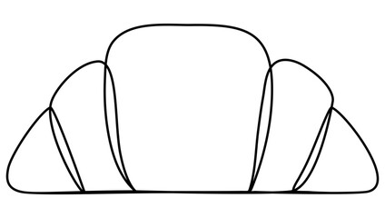 Croissant continuous line drawn. Vector illustration isolated on white.