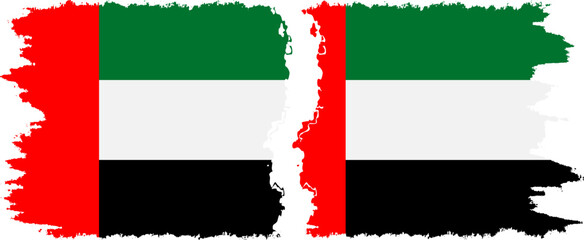 United Arab Emirates and United Arab Emirates grunge flags connection vector