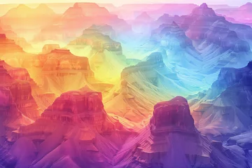 Rollo Surreal colorful landscape inspired by Grand Canyon. rock formations. Abstract colorful background image. Created with Generative AI technology © Artem