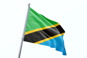 Waving flag of Tanzania in white background. Tanzania flag for independence day. The symbol of the state on wavy fabric.
