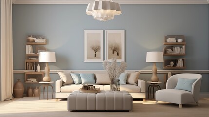 Taupe and Soft Blue Achieve a timeless and tranquil look with taupe walls and soft blue accents.