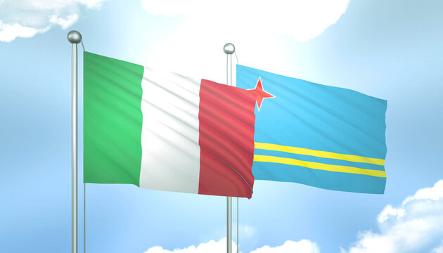 Italy and Aruba Flag Together A Concept of Relations