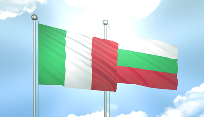 Italy and Bulgaria Flag Together A Concept of Relations