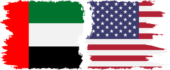 United States and United Arab Emirates grunge flags connection vector