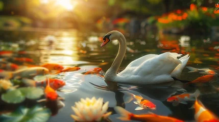 Fototapete Rund swans in the park © DODI CREATOR