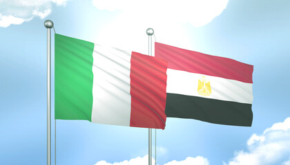 Italy and Egypt Flag Together A Concept of Relations