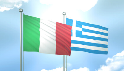 Italy and Greece Flag Together A Concept of Relations