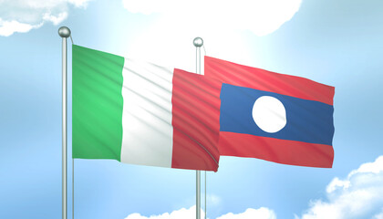 Italy and Laos Flag Together A Concept of Relations