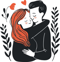 Enigmatic Valentine's Mystery Couple Vector Graphic