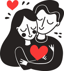 Tender Valentine Couple Vector Graphic