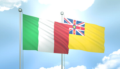 Italy and Niue Flag Together A Concept of Relations