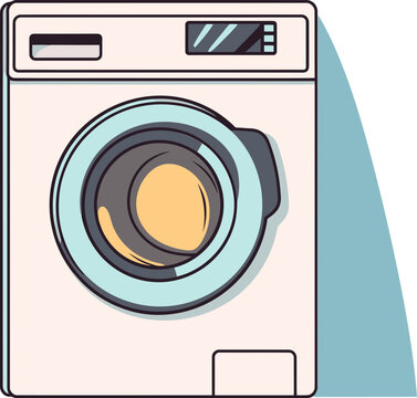 Rinse and Relax Serene Washing Machine Illustration