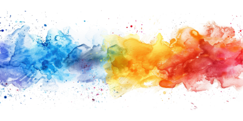 abstract water color painting with splashes and drops isolated on white or transparent png