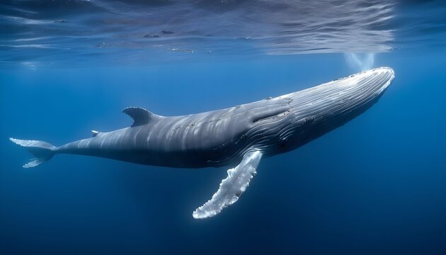 A Blue Whale Swimming Past A Shipwreck A Reminder