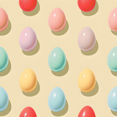 Illustrated Pattern of Easter Eggs over Yellow Background
