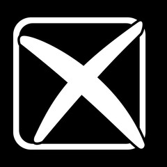 Ankreuzen Symbol als Zeichen für Wahl: Weiß auf schwarz