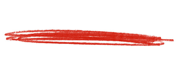 Sehr unordentlich gemalte Linie zum Unterstreichen in rot