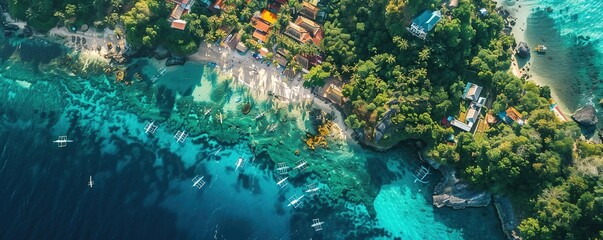Aerial view of Oslob Whaleshark, Cebu, Philippines.