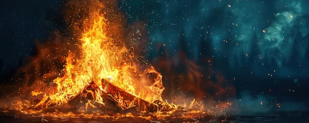 Fotobehang Bonfire with high flames © Влада Яковенко