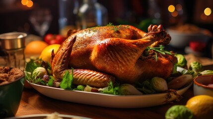 Baked turkey and other Thanksgiving foods. - 761461301