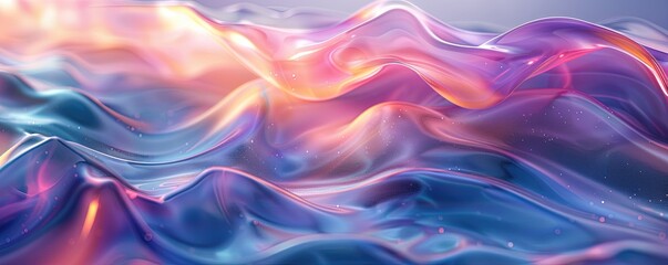 Abstract Iridescent liquid shape with waving smooth ripples.