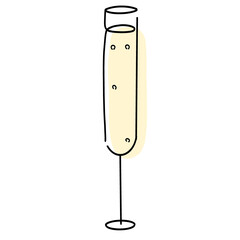 フルートグラスに注がれたシャンパンのラインアート © sakimotto