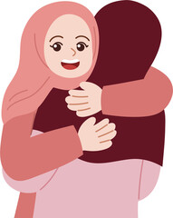 cute kid hugging cartoon character