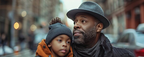 Father and Son Street Portrait in the City