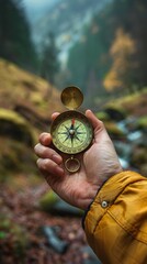 Hand of person holding compass