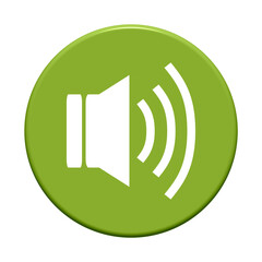 Lautsprecher Icon auf grünem Button - Ton, Sound oder Musik
