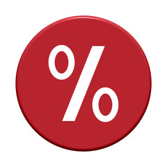 Prozent Icon auf rotem Button - Rabatt oder Zinsen
