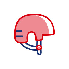 Obraz premium Helmet vector icon. Can be used as an icon for sporting events, football matches and extreme sports. For equipment stores and vehicle rental services, reminding about the importance of head protection