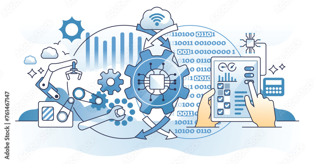 Wall mural cyber physical systems as smart and innovative manufacturing outline concept. state of the art techn