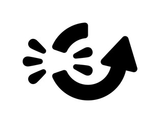 Connection interrupted arrow or cursor icon. Modern simple black disconnect arrow graphic design