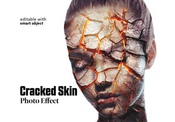 Cracked Skin Photo Effect. Some Elements are Ai Generated
