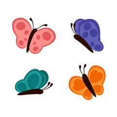 cartoon butterfly designs with different shapes, poses and colors