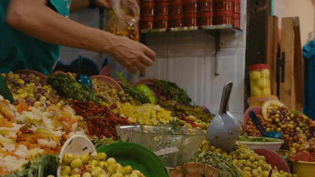 A Morocco Market Olives Seller