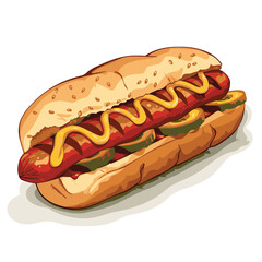Colorful cartoon hot dog illustrations for menus,isolated vector art