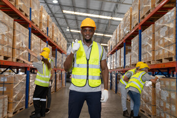 
Professional warehouse worker team celebrating success in warehouse factory, Cheerful workers having fun at work, Happiness at job, Concept of success, Happy team enjoying their successful job - 761471911