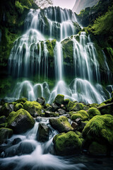 Captured on World Photography Day: A mesmerizing waterfall, its majestic beauty immortalized with a slow shutter speed