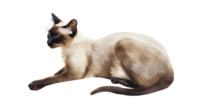 Cat, Siamese cat, full body, beautiful, transparent background