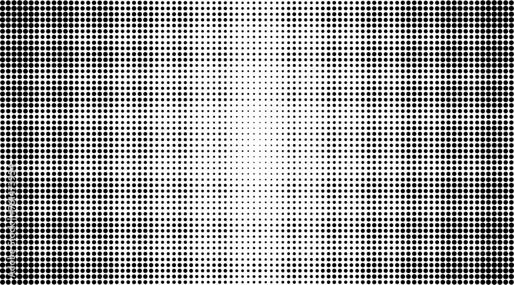Poster Abstract dotted gradient halftone background pattern. Vector dot background texture overlay grunge distress linear. Black dots on white background. 