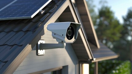 Eco-friendly security solution with solar-powered CCTV cameras for sustainable surveillance in remote areas or urban settings.