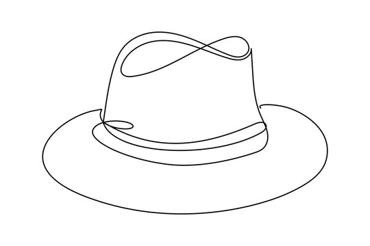 recommend clip art: Hat Line Art. Abstract Hat Silhouette Outline Doodle Contour Hand Drawn Illustration. Fedora Hat Curve Line Symbol Icon	
                    