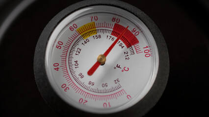 The thermometer in the teapot shows the temperature of boiled water. Manometer or thermometer gauge...