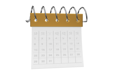 calendar isolated on white