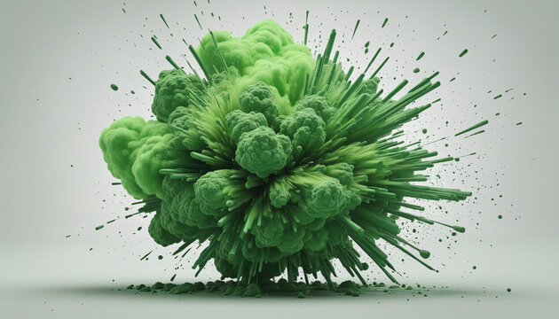 A green explosion isolated on transparent background