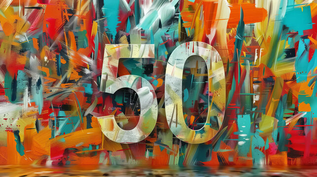 The image shows a single-colored background with the word "50" in bold letters, captured by ThatOtherGuyAgain.