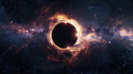 High-resolution stock photo visualizing the gravitational lensing effect of a black hole