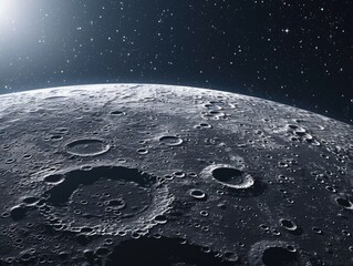 Stock image of a detailed close-up of the moons surface craters and maria visible - obrazy, fototapety, plakaty